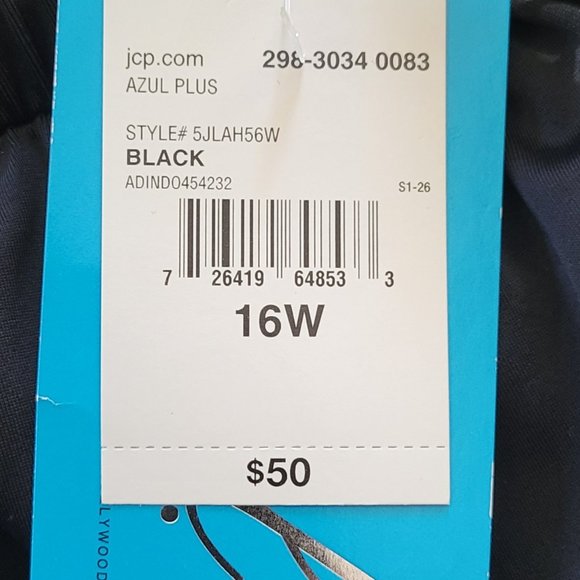 NWT Azul by Maxine of Hollywood Solid Black Swim Short NEW Plus Size 16W - Picture 7 of 14